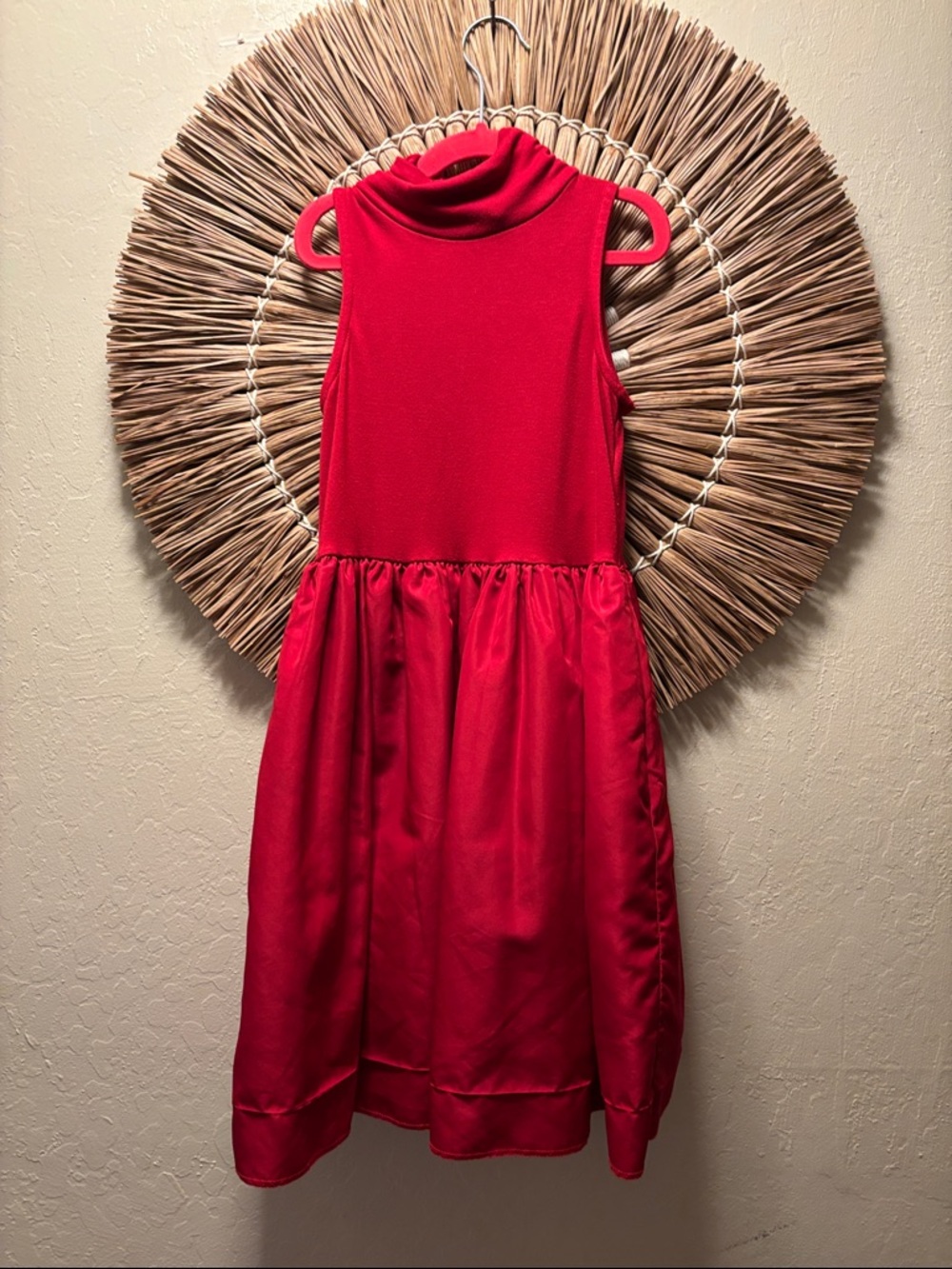 Sleeveless Red Turtleneck Party Dress